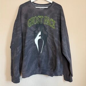 Ghost Face Sweatshirt Black Spiral Tie Die Neon Green Letters Scream XLarge